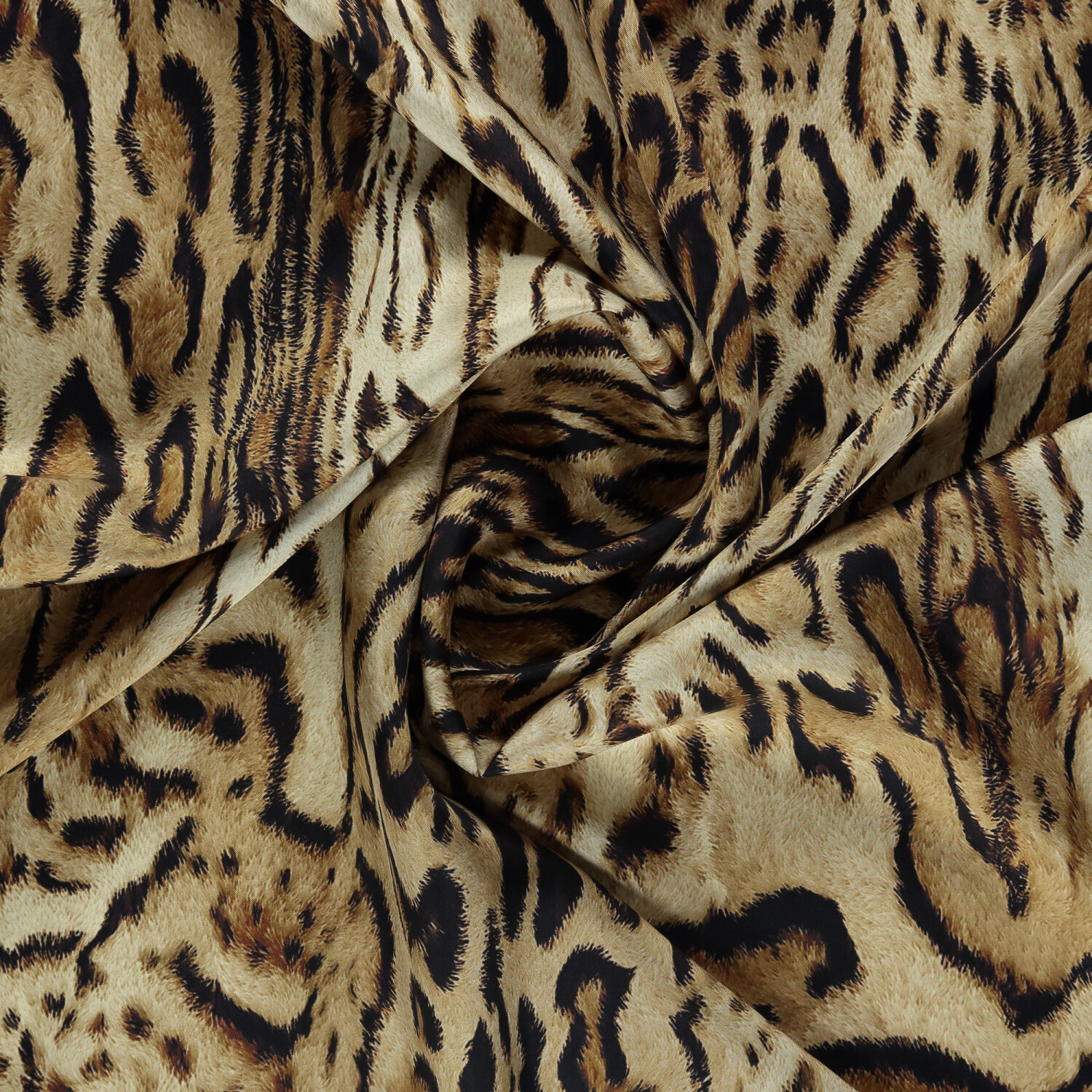 Taba Leopar Motifli Desen Twill İpek Eşarp - 2