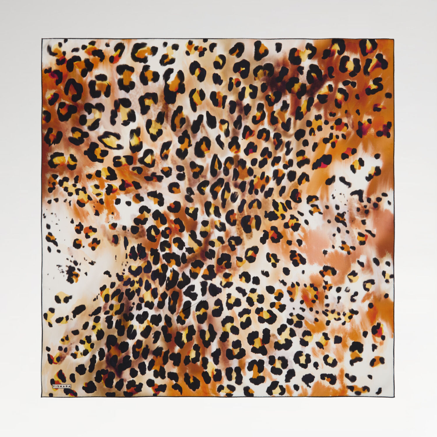 Taba Sanatsal Leopar Desenli Twill İpek Eşarp - 1