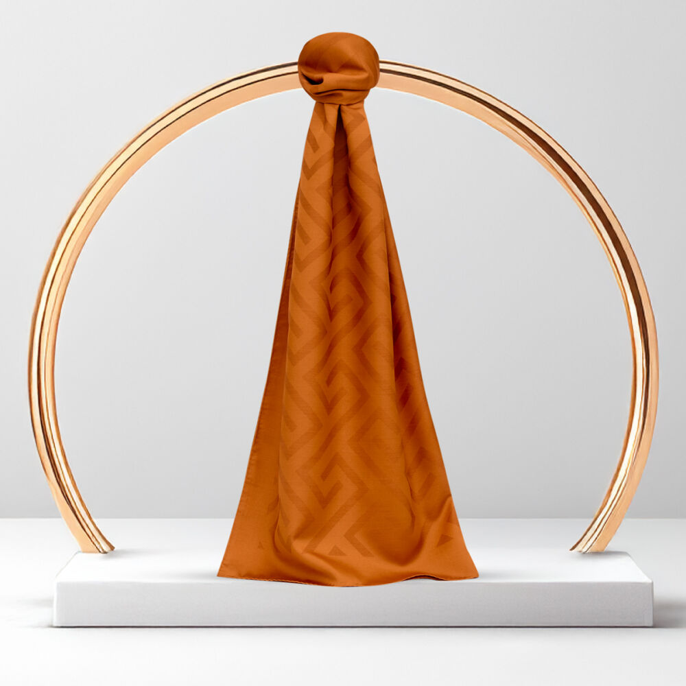 Tan G Pattern Jacquard Wool Silk Scarf