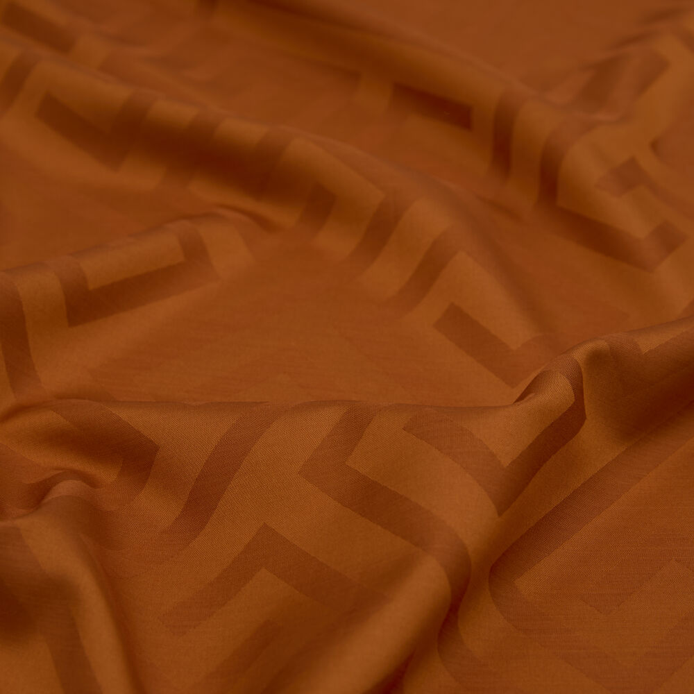 Tan G Pattern Jacquard Wool Silk Scarf - Vismara