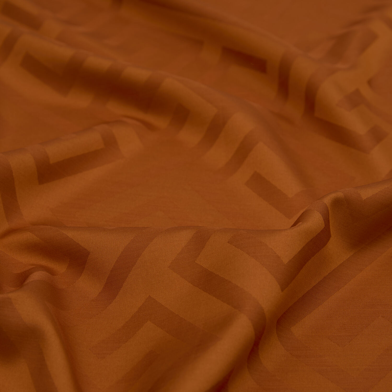 Tan G Pattern Jacquard Wool Silk Scarf - 2