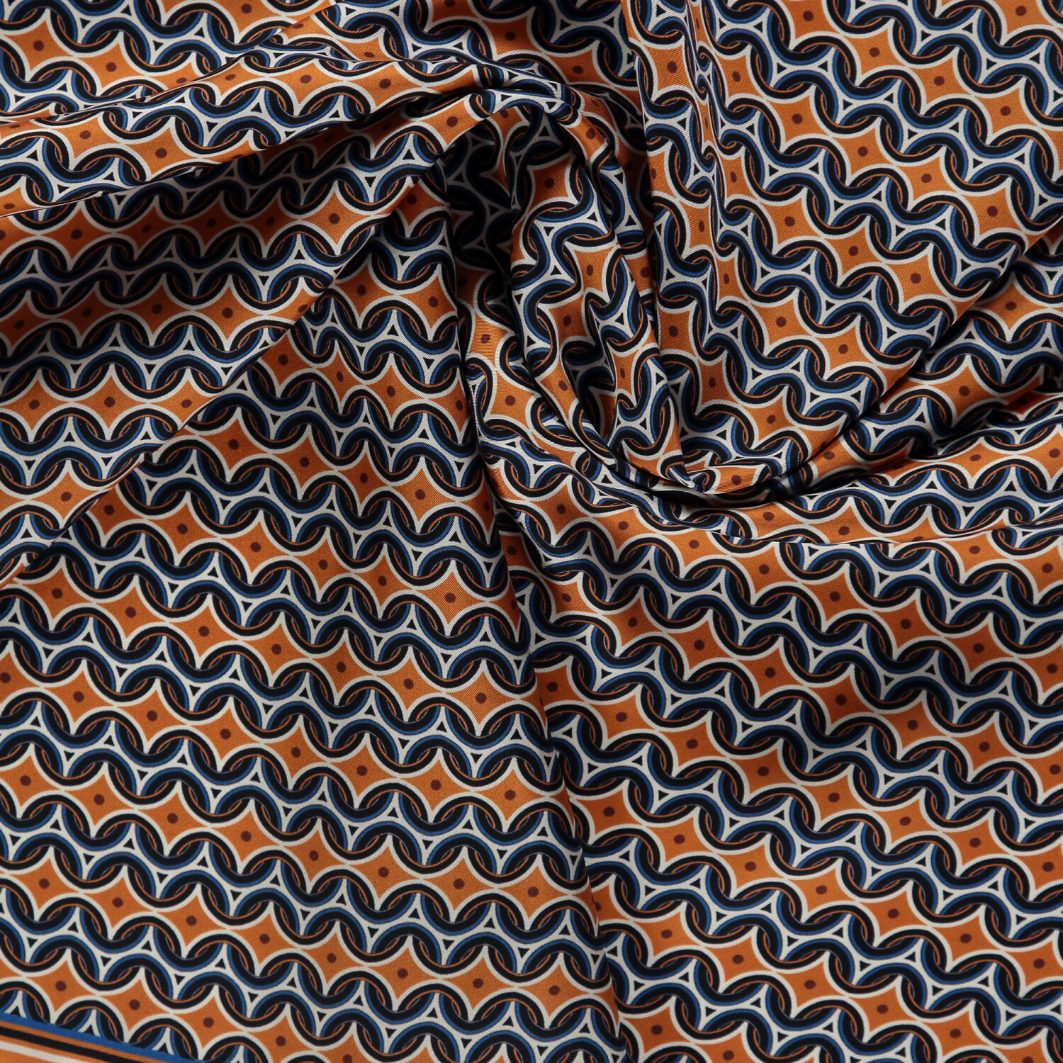Tan Retro Pattern Twill Silk Square Scarf - 2