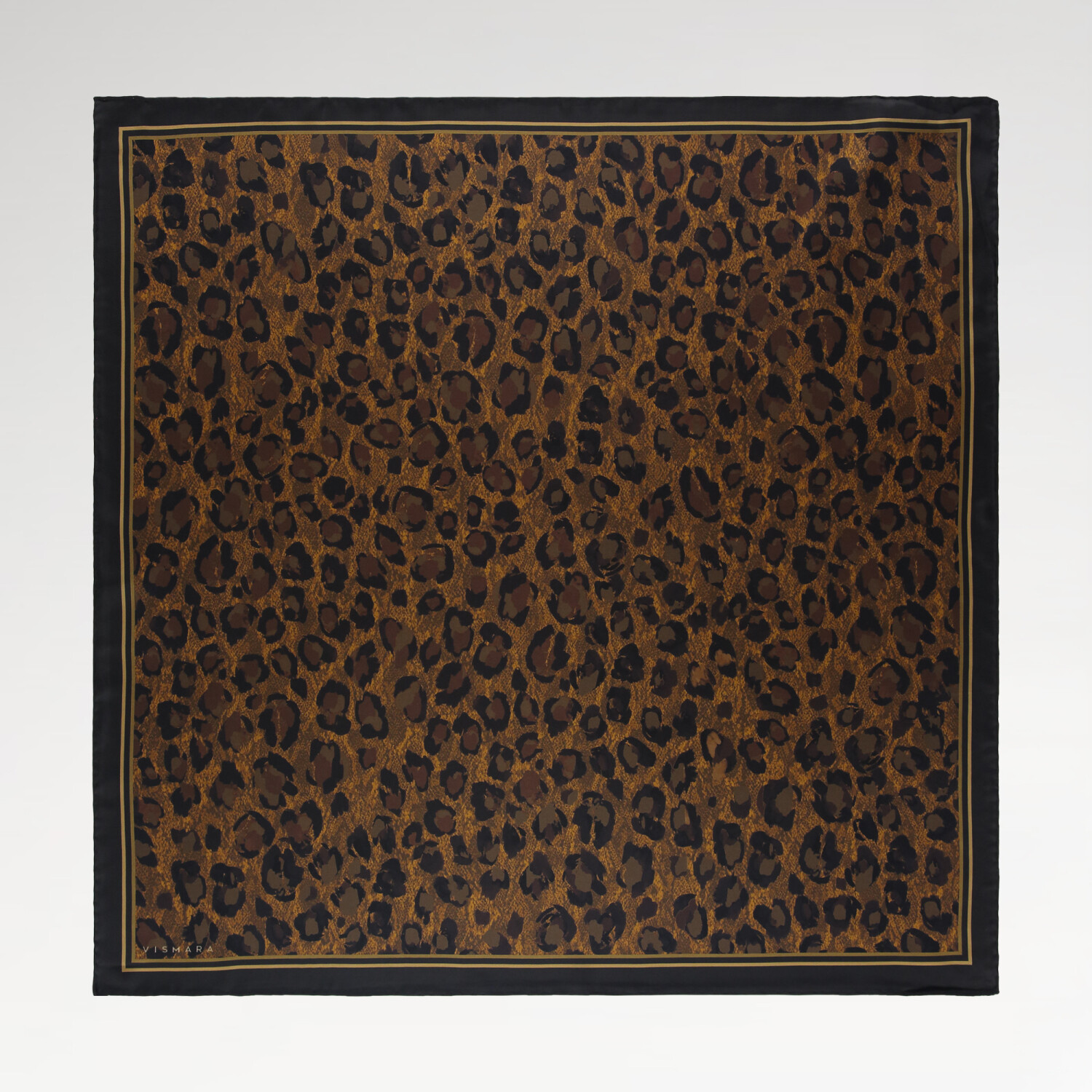 Tarçın Soft Leopar Desen Twill İpek Eşarp - 1