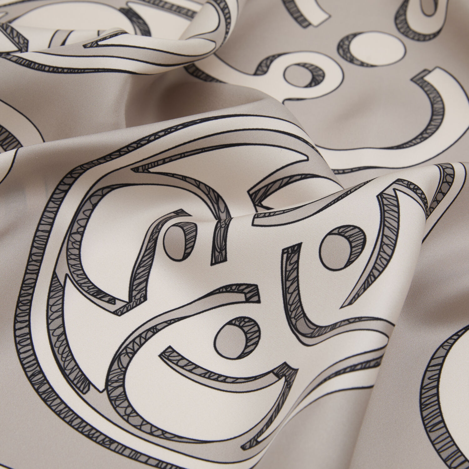 Taş Vismara Monogram Desenli Twill İpek Eşarp - 2