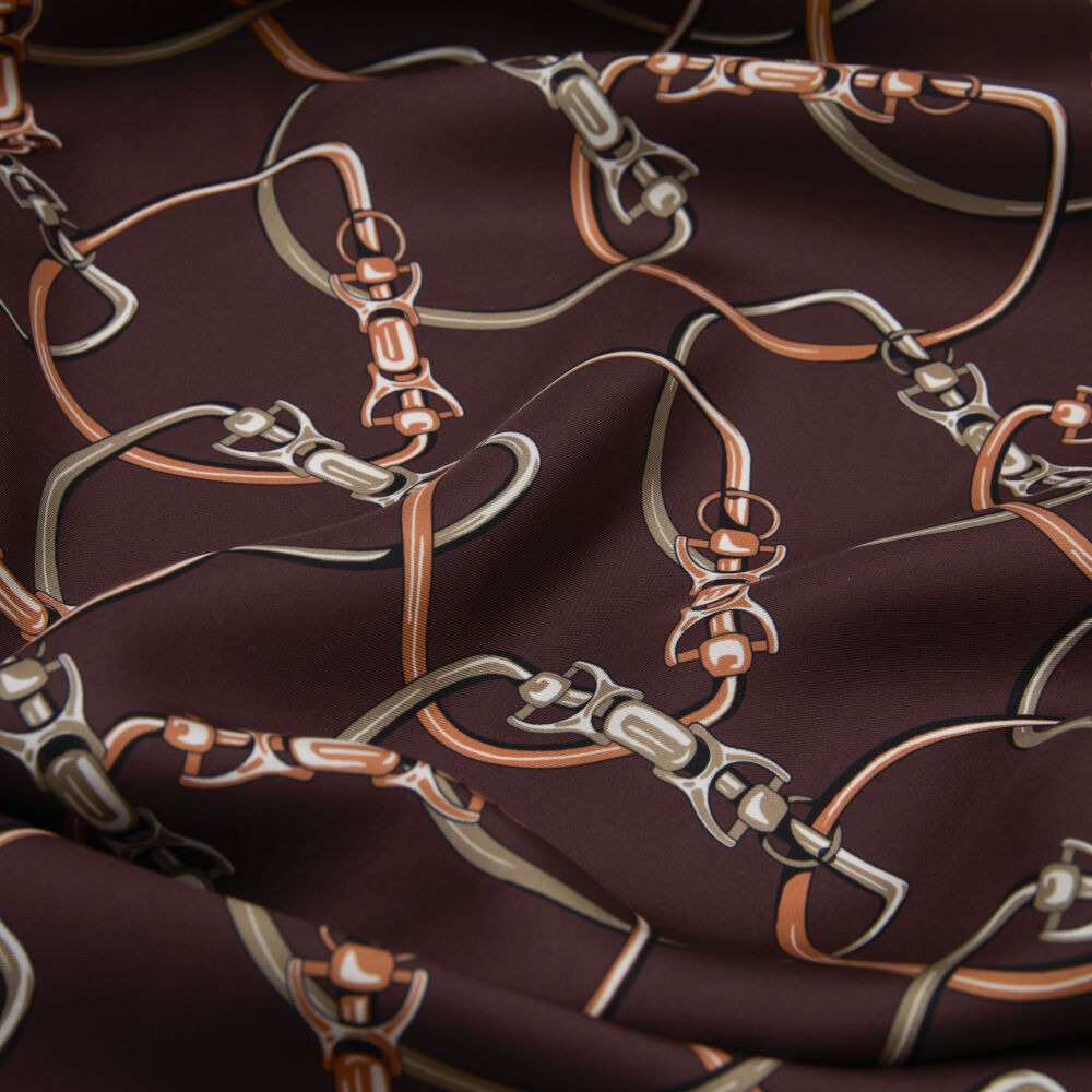 Tile Chain Pattern Twill Silk Square Scarf - Vismara