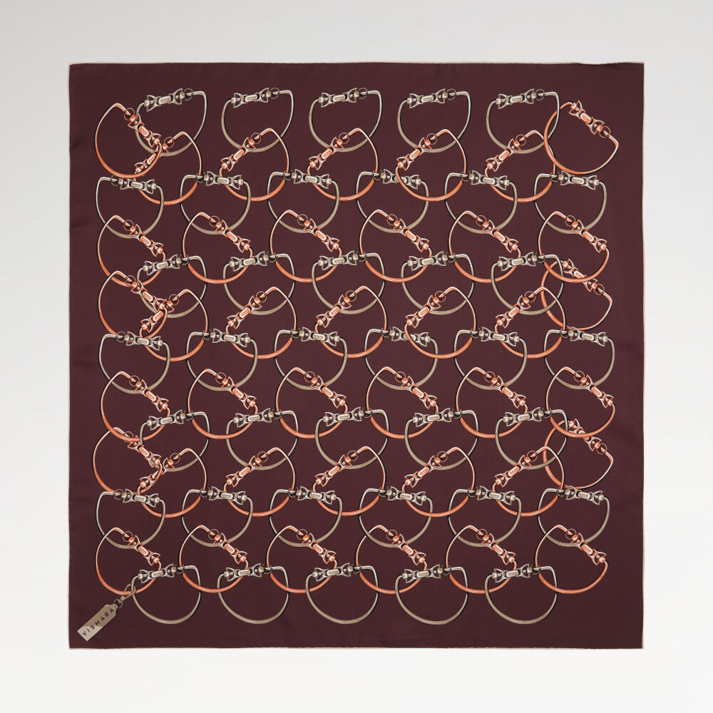 Tile Chain Pattern Twill Silk Square Scarf