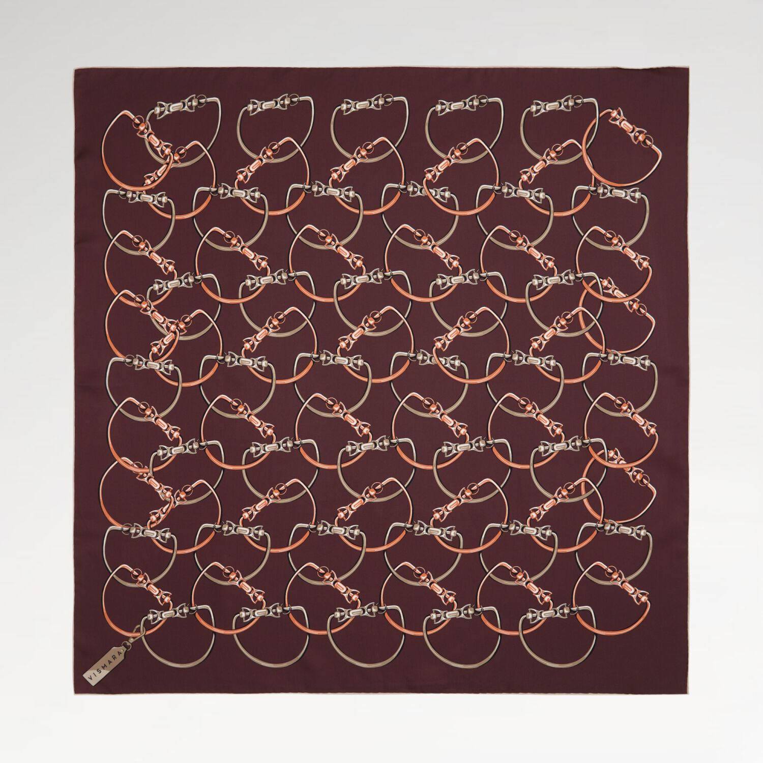 Tile Chain Pattern Twill Silk Square Scarf - 1