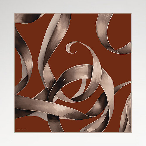 Tile-colored Vismara Infinita Patterned Satin Silk Square Scarf - Vismara