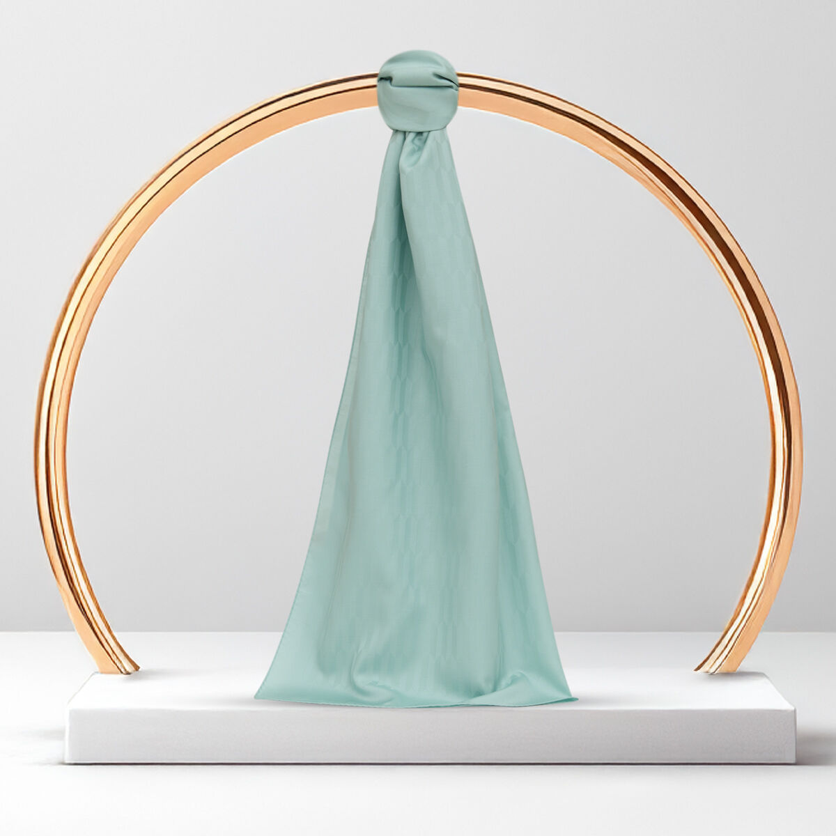 Turquoise Drop Pattern Jacquard Wool Silk Scarf - 1