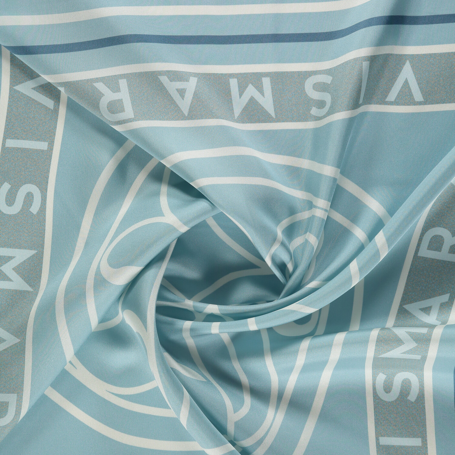 Turquoise Vismara Swan Pattern Twill Silk Square Scarf - 2