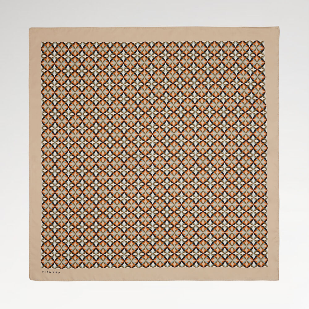 Vizon Diamond Line Retro Desen Twill İpek Eşarp