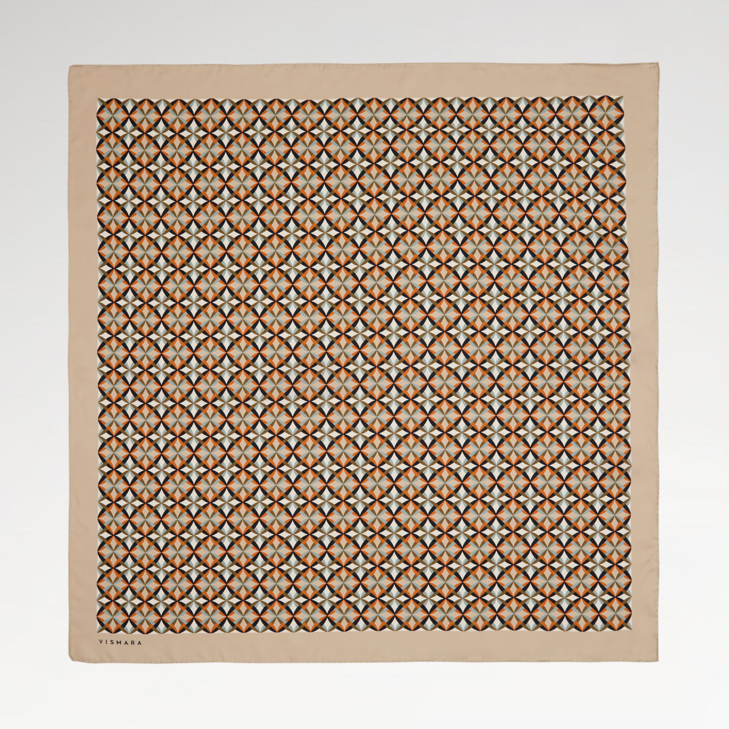 Vizon Diamond Line Retro Desen Twill İpek Eşarp - 1