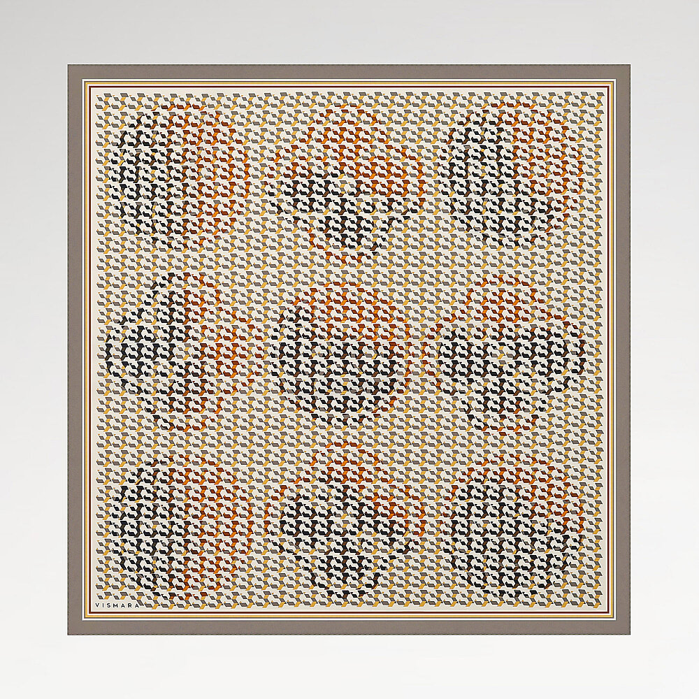 Vizon İzometrik Monogram Desenli Twill İpek Eşarp - 1