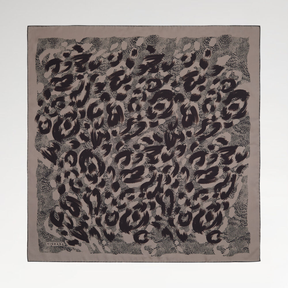 Vizon Leopar Desenli Twill İpek Eşarp