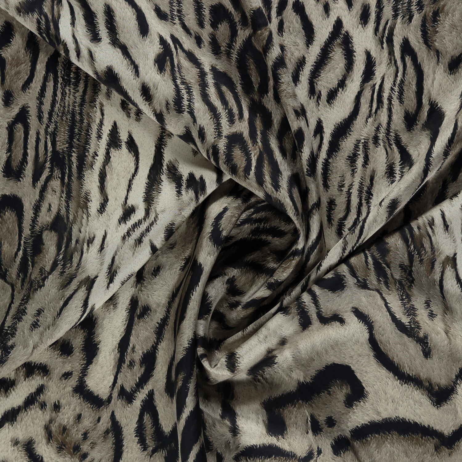 Vizon Leopar Motifli Desen Twill İpek Eşarp - 2
