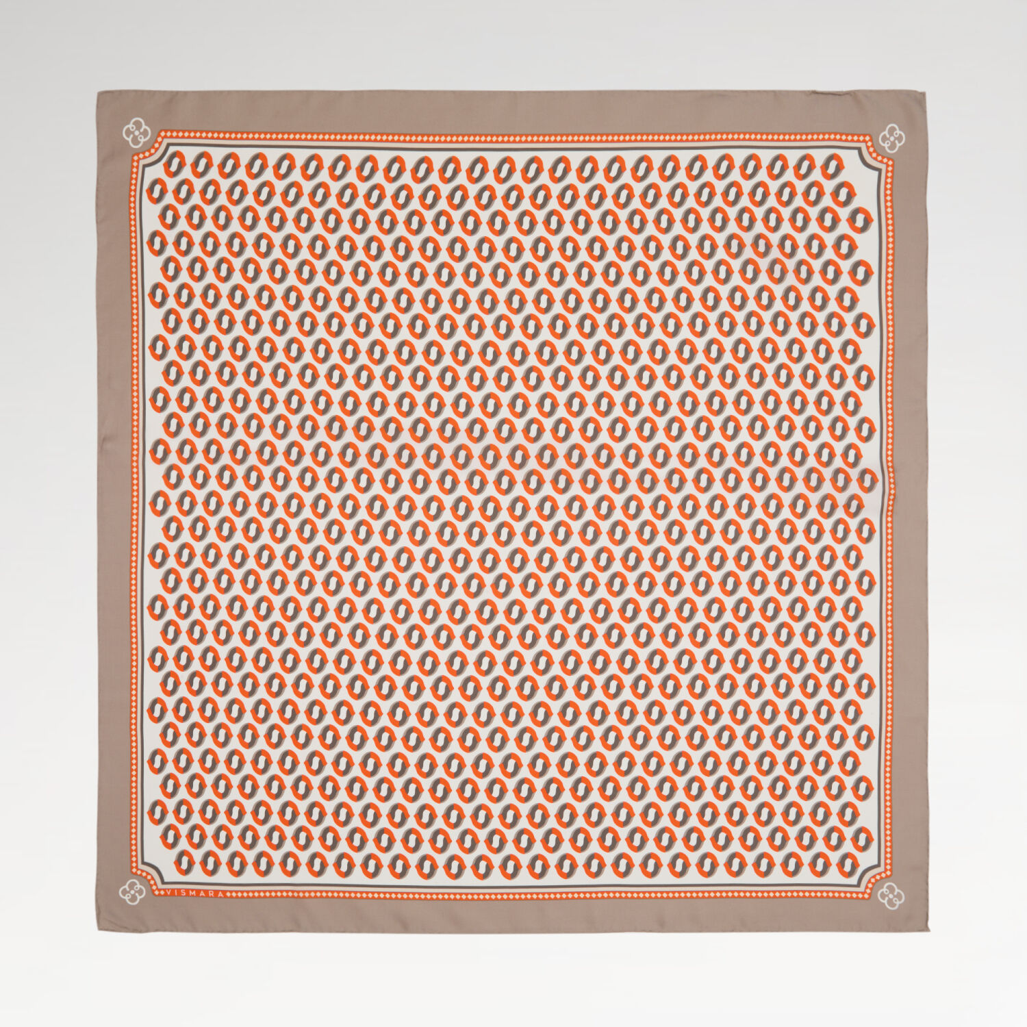 Vizon Modern Geometrik Desenli Twill İpek Eşarp - 1