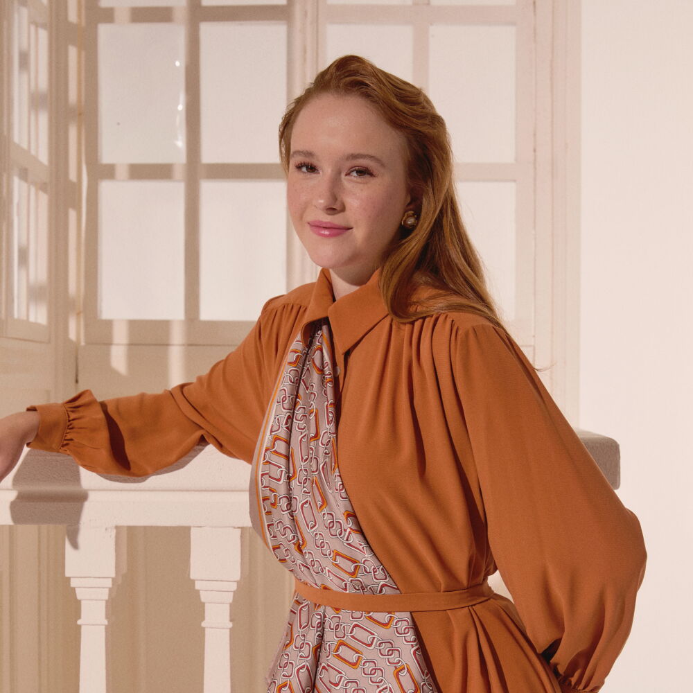 Vizon Modern Zincir Desen Twill İpek Eşarp - Vismara