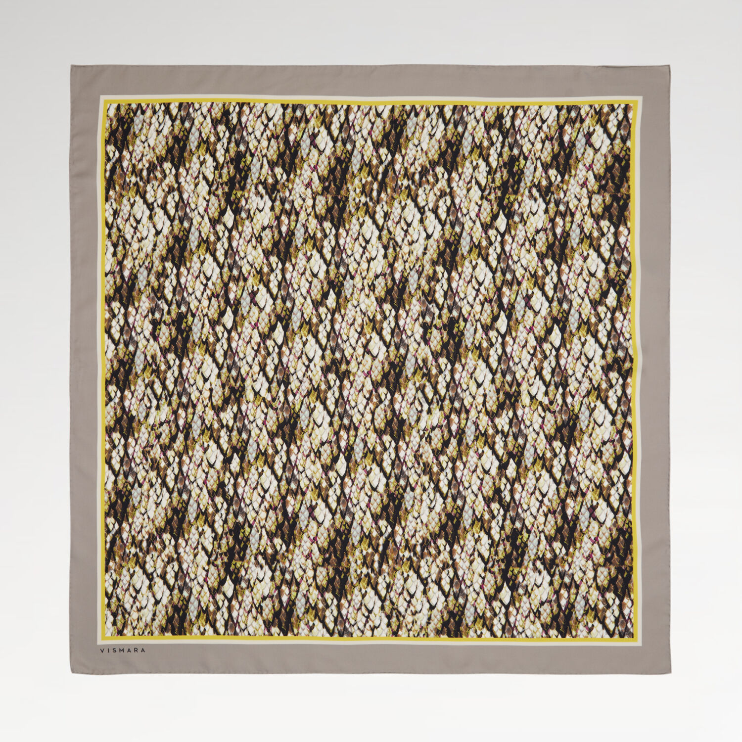 Vizon Yılan Desenli Twill İpek Eşarp - 1