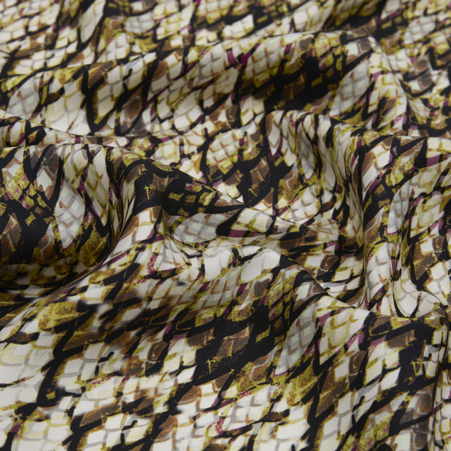 Vizon Yılan Desenli Twill İpek Eşarp - 2