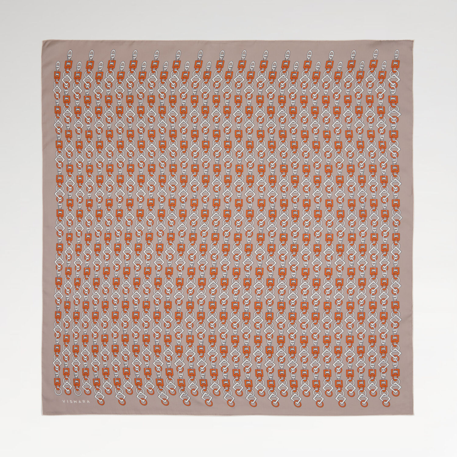Vizon Zincir Motif Desenli Twill İpek Eşarp - 1