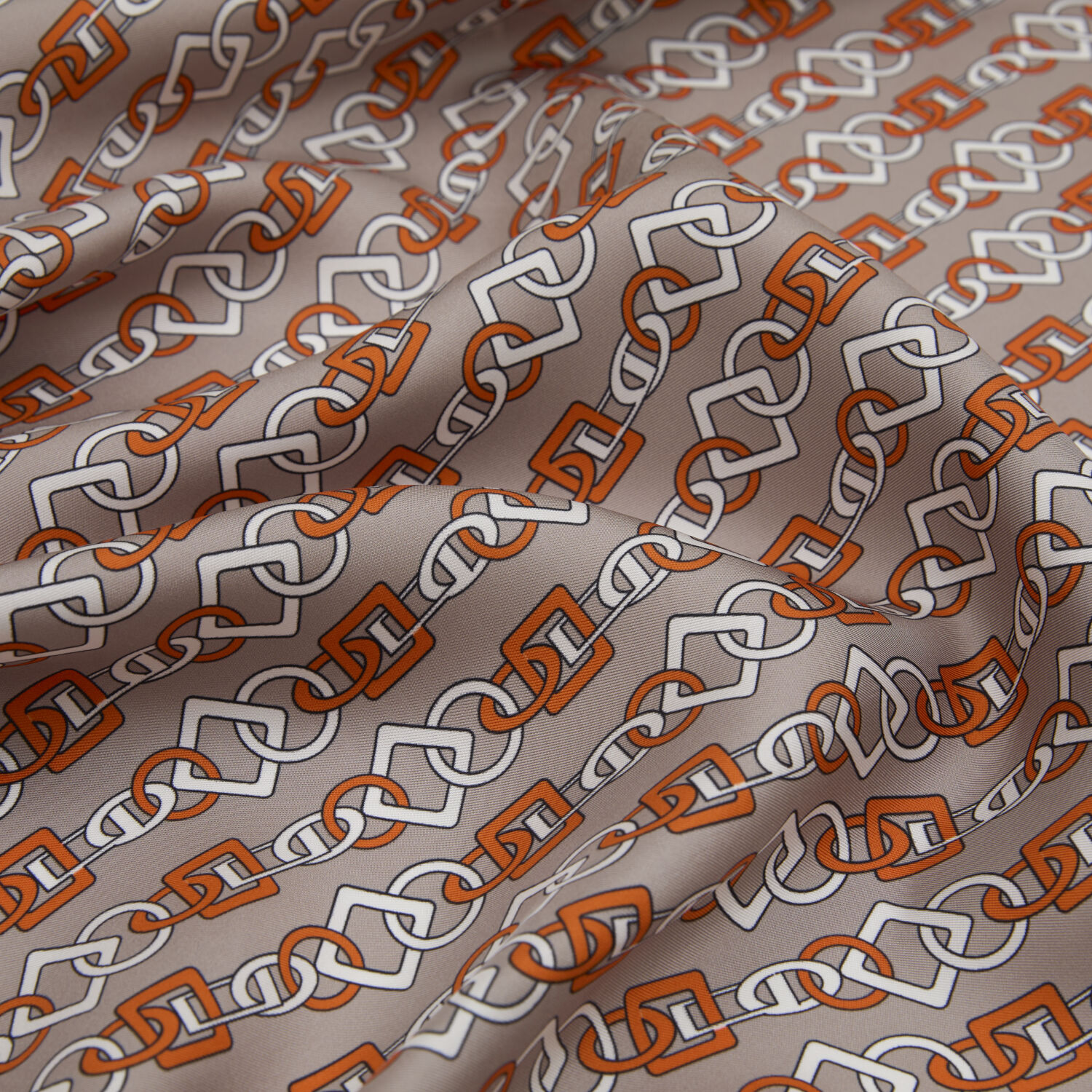 Vizon Zincir Motif Desenli Twill İpek Eşarp - 2