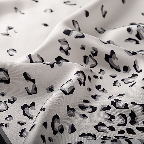 White Abstract Leopard Print Silk Scarf - Vismara