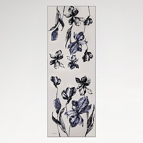 White Charcoal Lily Patterned Silk Scarf - Vismara