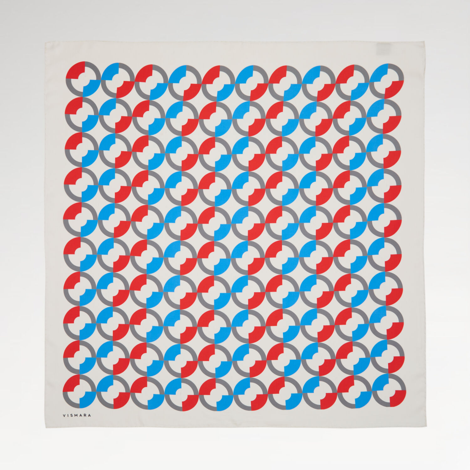 White Circle Patterned Twill Silk Square Scarf - 1