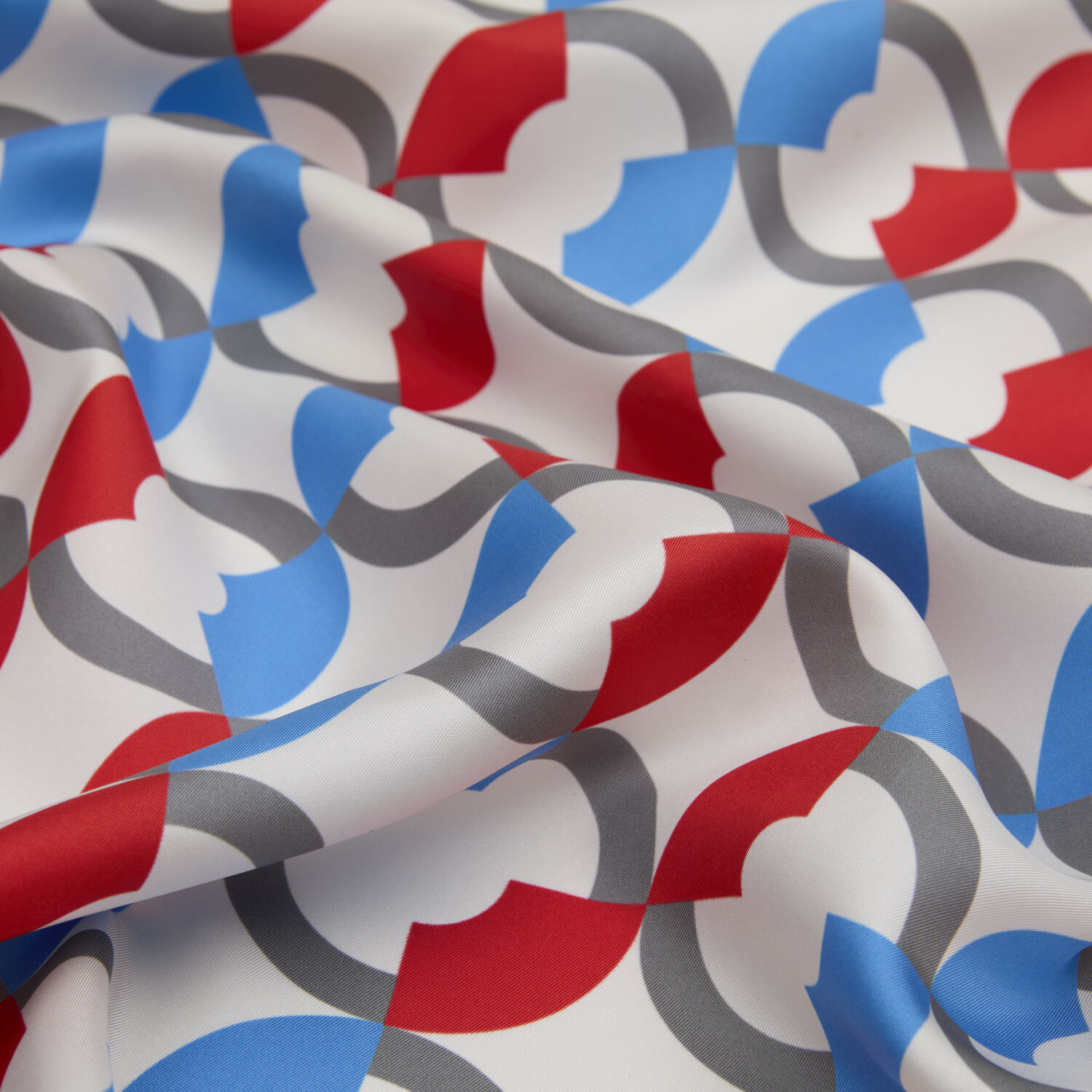 White Circle Patterned Twill Silk Square Scarf - 2