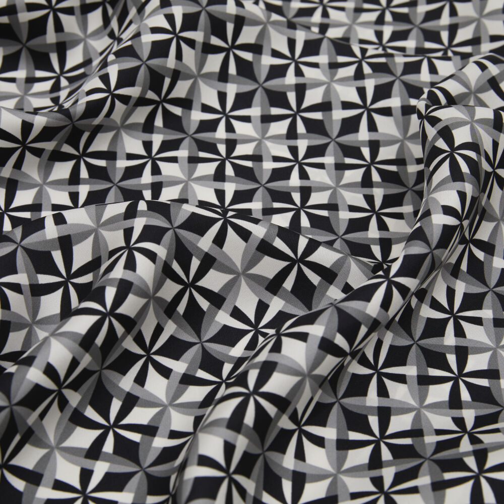 White Diamond Line Retro Pattern Twill Silk Square Scarf - Vismara