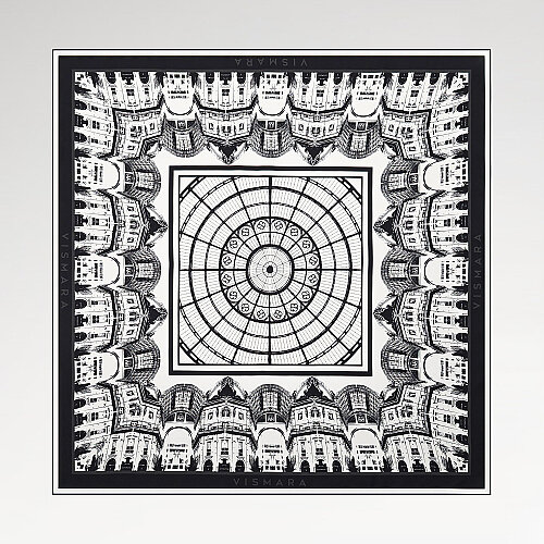 White Galleria Dome Patterned Twill Silk Square Scarf - Vismara