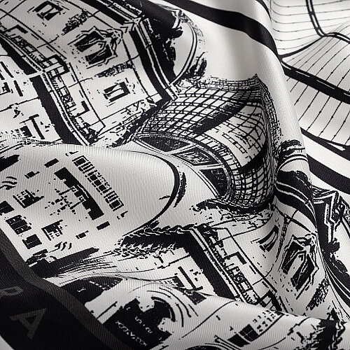 White Galleria Dome Patterned Twill Silk Square Scarf - Vismara