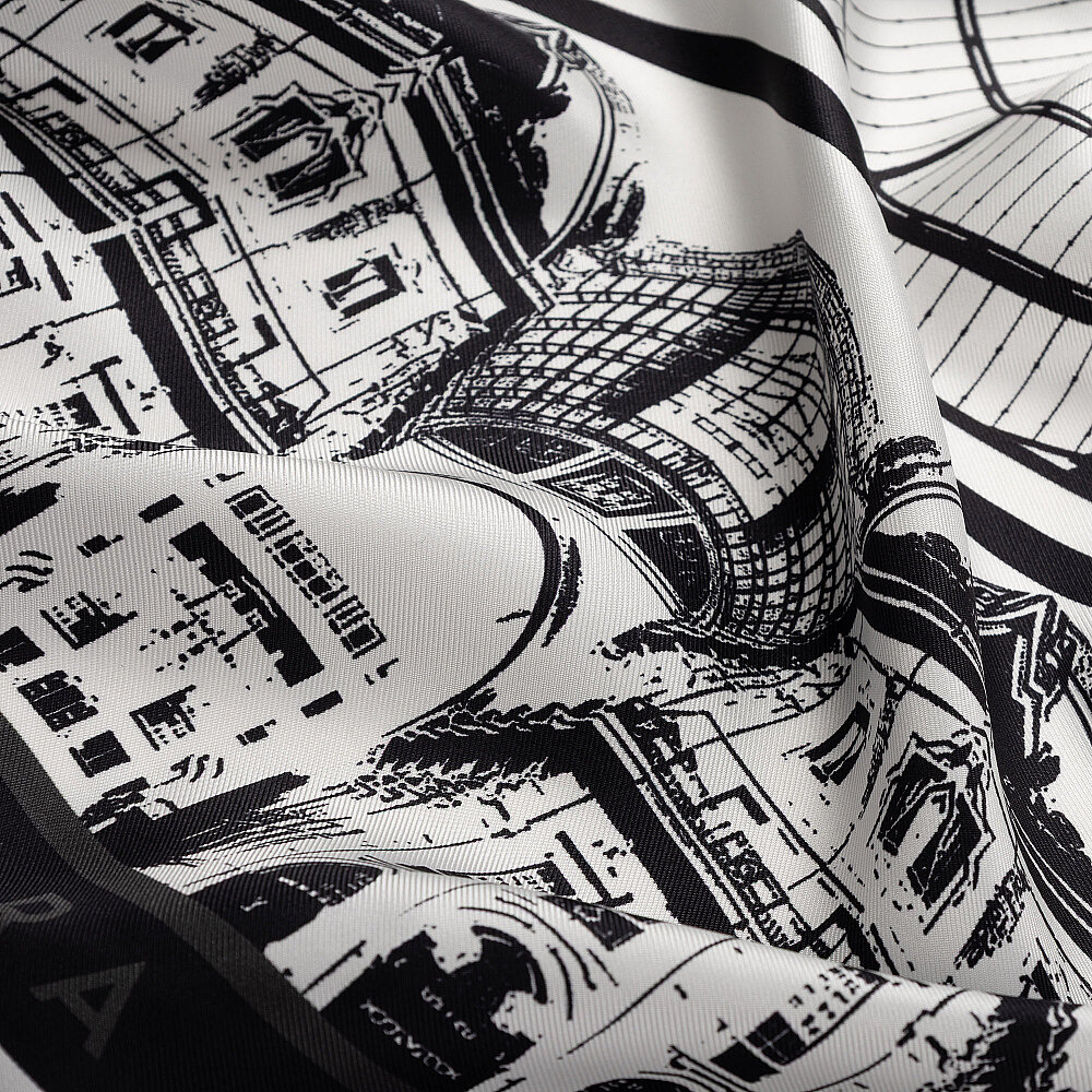 White Galleria Dome Patterned Twill Silk Square Scarf - 2