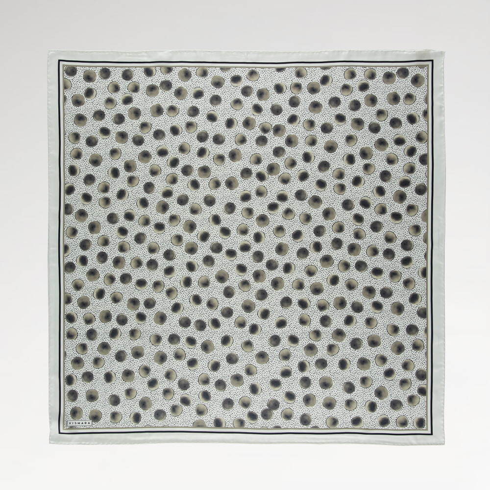 White Gray Artistic Dot Pattern Twill Silk Square Scarf