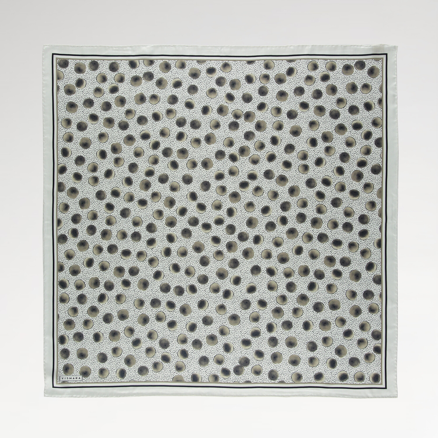 White Gray Artistic Dot Pattern Twill Silk Square Scarf - 1