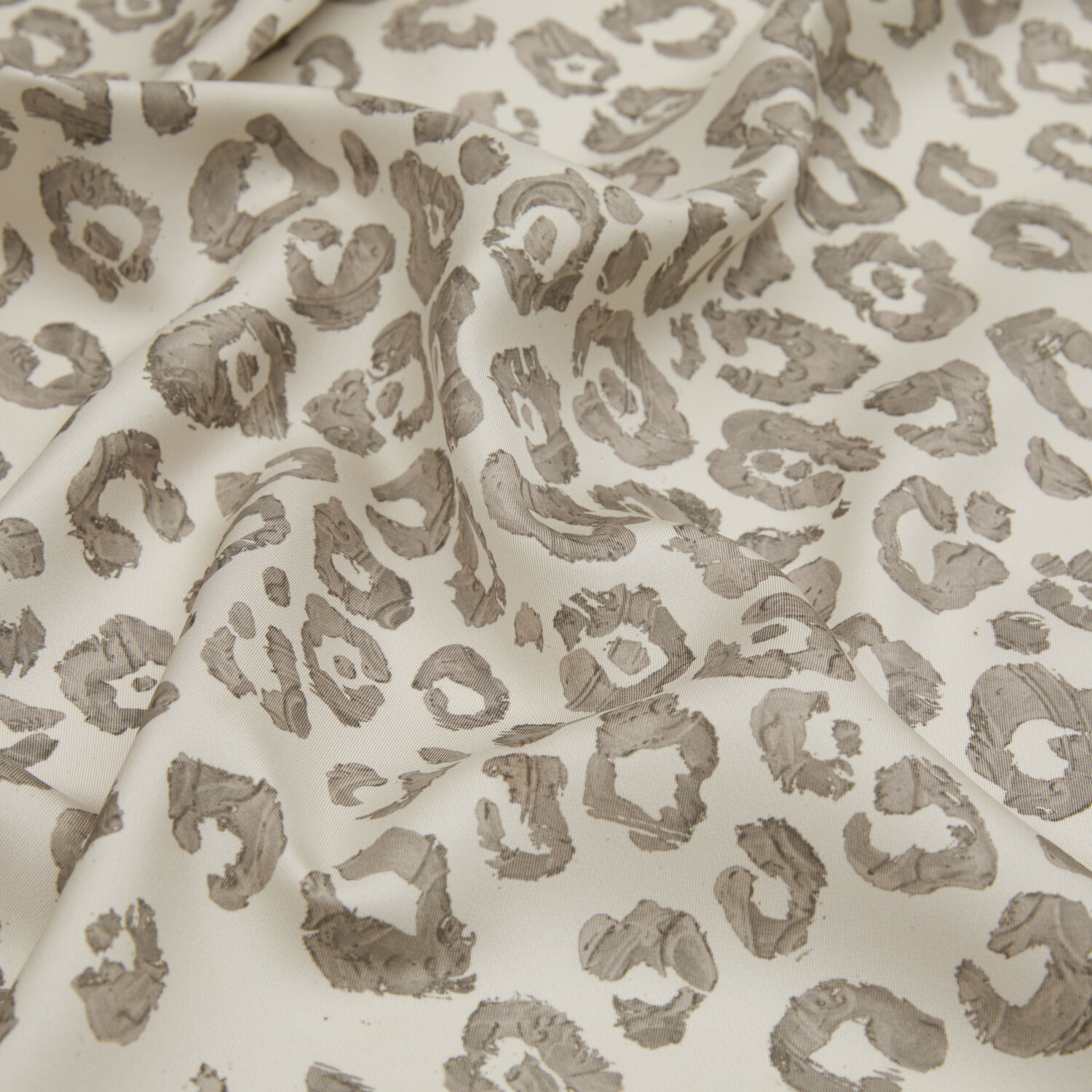 White Modern Leopard Texture Patterned Twill Silk Square Scarf - 2