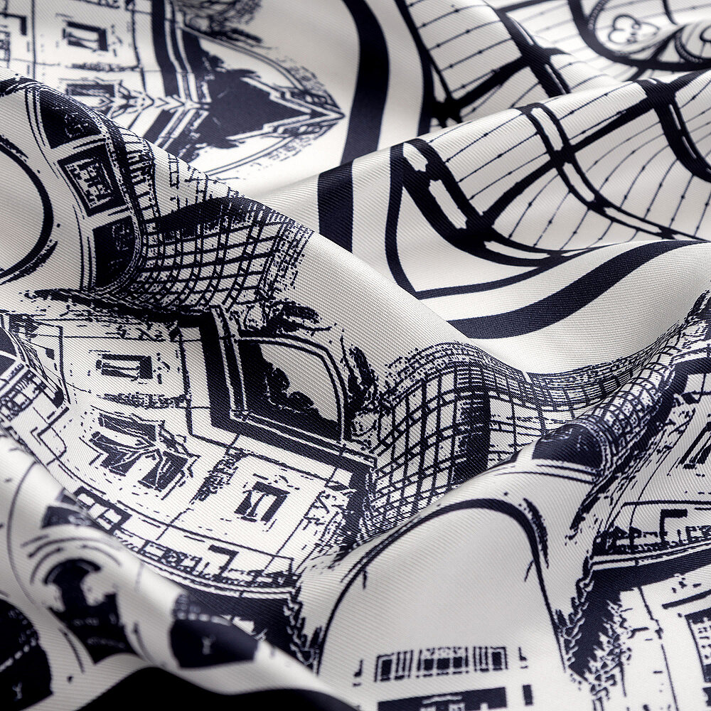 White Navy Galleria Dome Patterned Twill Silk Square Scarf - 2