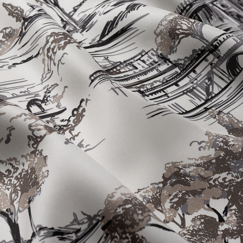 White Roman Eterna Patterned Silk Square Scarf - 2