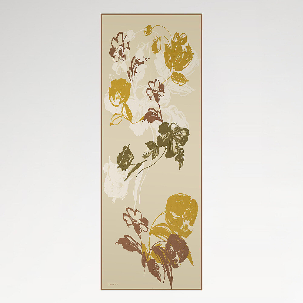 Yellow Abstract Tulip Pattern Silk Scarf - 2