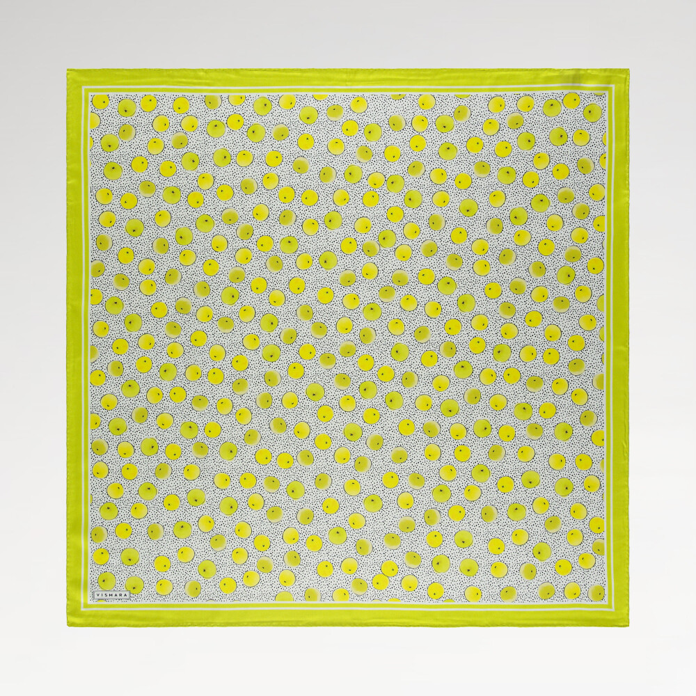 Yellow Artistic Dot Pattern Twill Silk Square Scarf