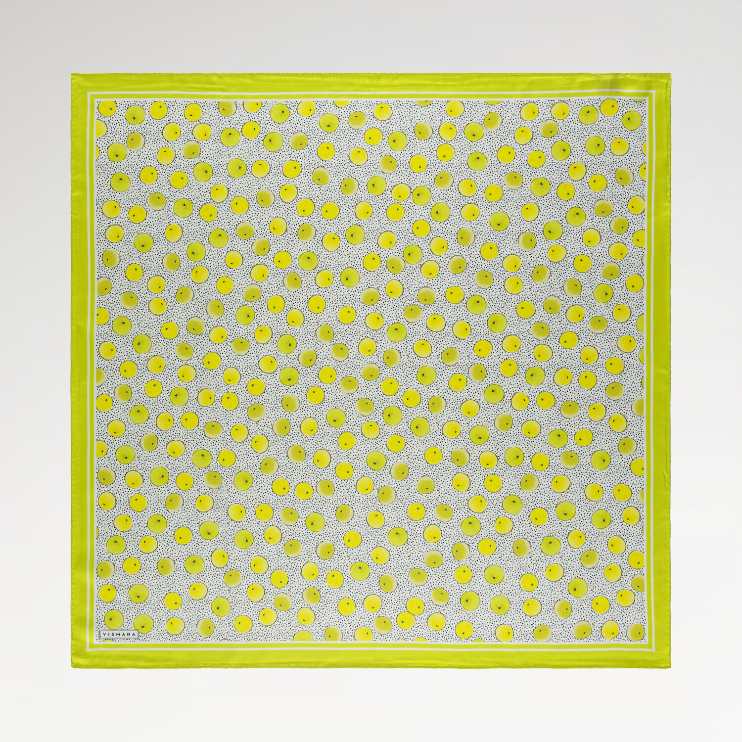 Yellow Artistic Dot Pattern Twill Silk Square Scarf - 1