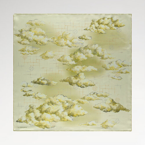 Yellow Cloud Dance Patterned Silk Square Scarf