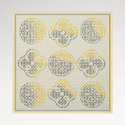 Yellow Isometric Monogram Pattern Twill Silk Square Scarf