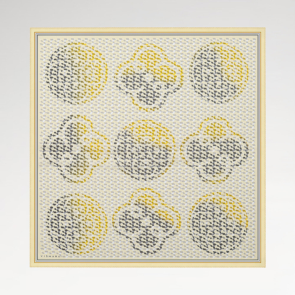 Yellow Isometric Monogram Pattern Twill Silk Square Scarf - 1