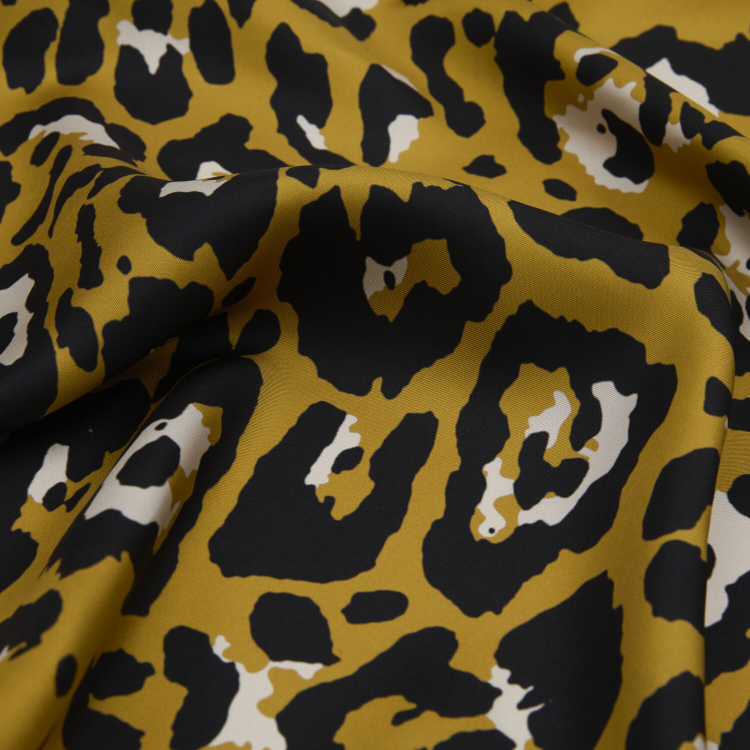 Yellow Modern Leopard Print Twill Silk Square Scarf - 2