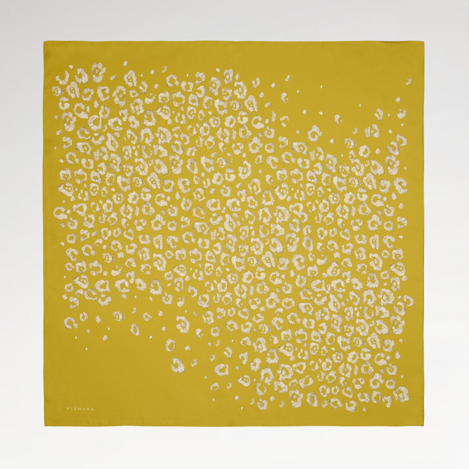 Yellow Modern Leopard Texture Patterned Twill Silk Square Scarf - 1