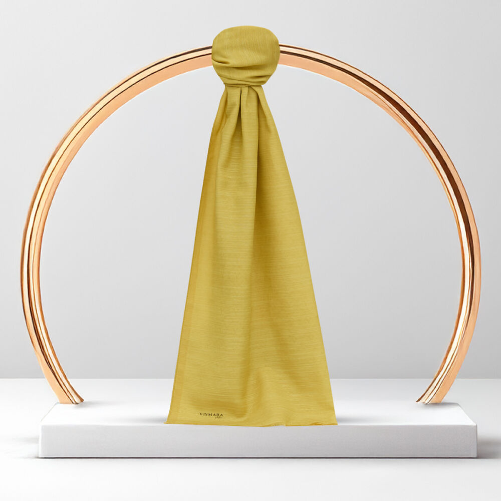 Yellow Monogram Pattern V Jacquard Cotton Silk Scarf