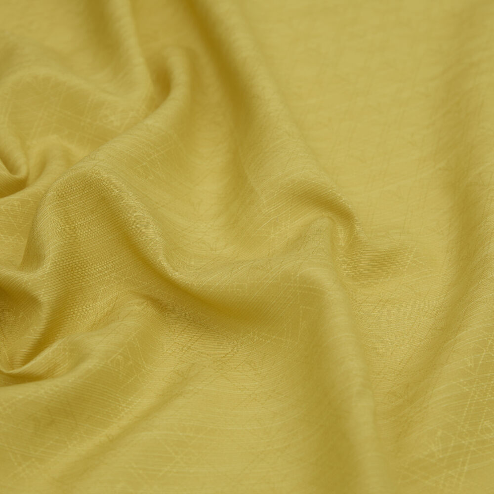 Yellow Monogram Pattern V Jacquard Cotton Silk Scarf - Vismara