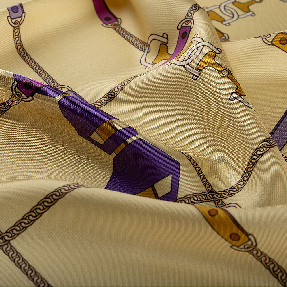 Yellow Prism Line Pattern Silk Scarf - 3
