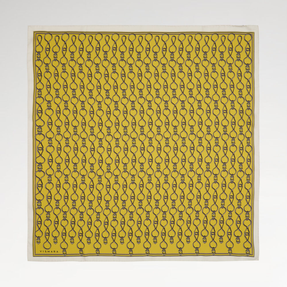 Yellow Vector Chain Pattern Twill Silk Square Scarf